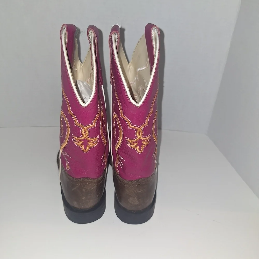 Old West Kids Boots in Brown and Pink